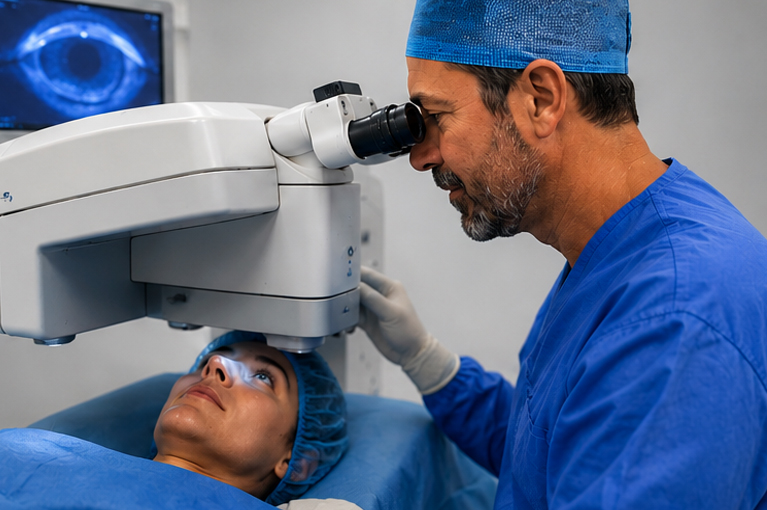 Intervento di chirurgia oftalmologica con laser
